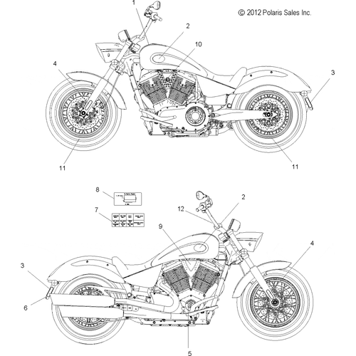 Body, Decals - 2013 Victory Highball All Options - V13Wb36 Schematic 2694 OEM Schematic