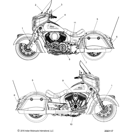 N/A OEM Schematic Body, Decals All Options - 2017 Indian Chieftain Dark Horse Schematic-27457