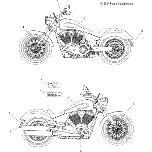 Body, Decals/Emblems - 2016 Victory Gunner All Options Schematic 736 OEM Schematic
