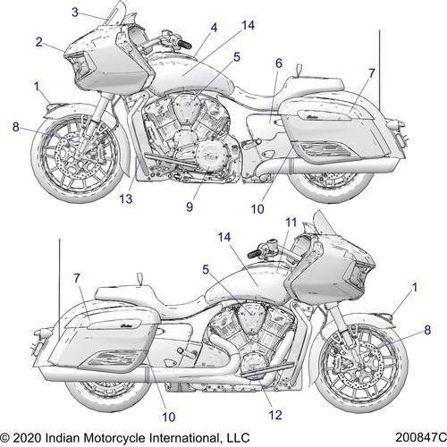 Body, Decals/Emblems All Options - 2020 Indian Challenger Base/Limited Schematic-25224 OEM Schematic