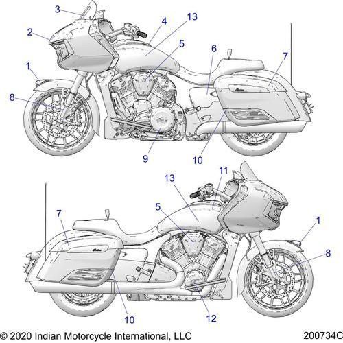 Body, Decals/Emblems All Options - 2020 Indian Challenger Dark Horse Schematic-25171 OEM Schematic