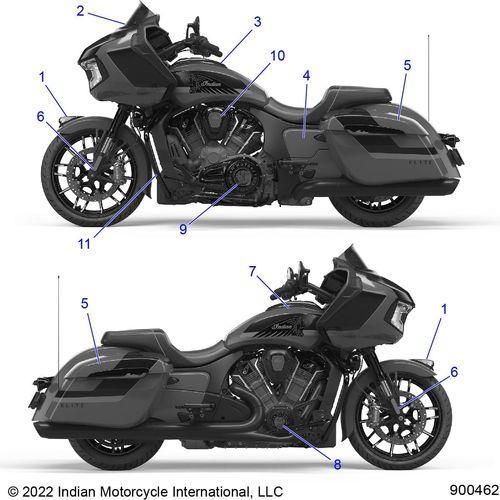 Body, Decals/Emblems All Options - 2022 Indian Challenger Elite Schematic-22058 OEM Schematic