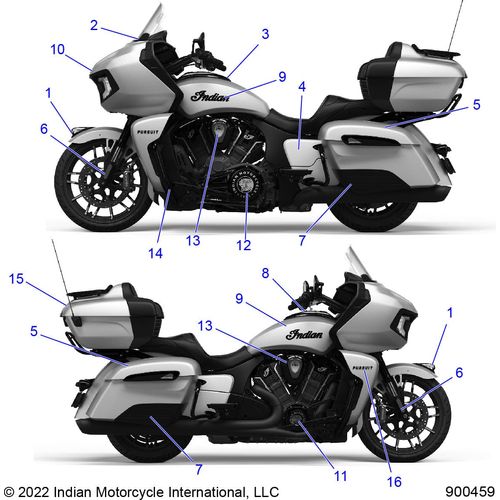 Body, Decals/Emblems All Options - 2022 Indian Pursuit Dark Horse / Dark Horse Premium Schematic-21036 OEM Schematic