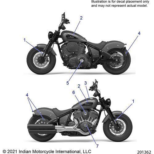 Body, Decals/Emblems/Badges All Options - 2022 Indian Chief Bobber 111 Schematic-21782 OEM Schematic
