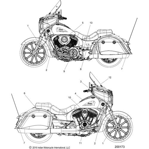 Body, Decals N17tce All Options - 2017 Indian Chieftain Limited/Elite Schematic-27384 OEM Schematic