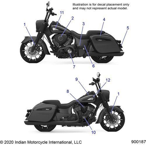 Body, Emblems And Decals N21tjdbb/N21tjddb - 2021 Indian Springfield Dark Horse Schematic-22272 OEM Schematic