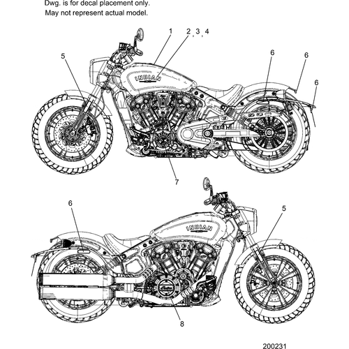 Body, Emblems/Decals All Options - 2018 Indian Scout Bobber Schematic-26345 OEM Schematic