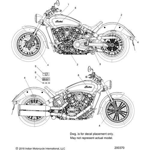 Body, Emblems/Decals All Options - 2019 Indian Scout Sixty Schematic-25447 OEM Schematic