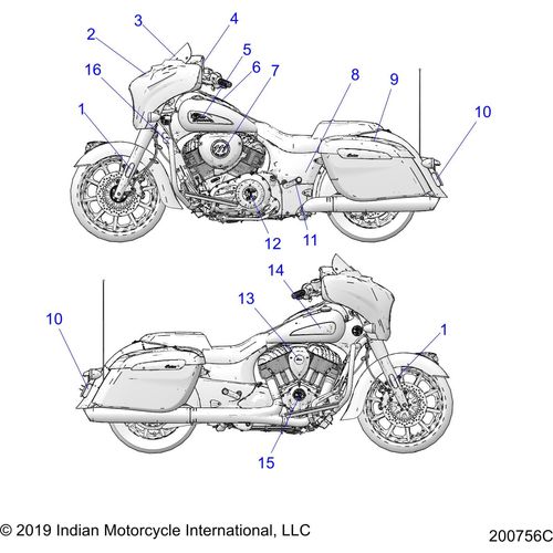 Body, Emblems/Decals All Options - 2020 Indian Chieftain Dark Horse Schematic-24894 OEM Schematic