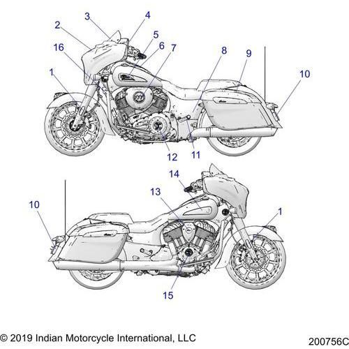 Body, Emblems/Decals All Options - 2020 Indian Chieftain Premium Schematic-24744 OEM Schematic