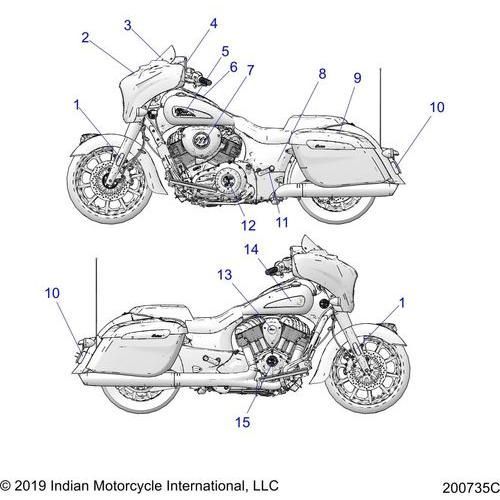 Body, Emblems/Decals All Options - 2020 Indian Chieftain Standard Titanium Smoke Schematic-24591 OEM Schematic