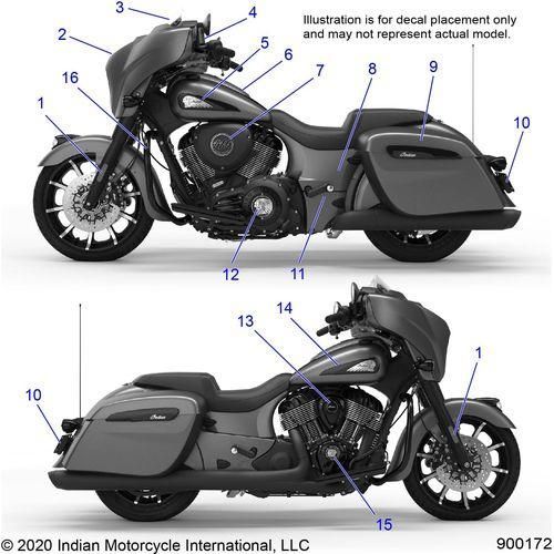 Body, Emblems/Decals All Options - 2021 Indian Chieftain Dark Horse Schematic-23264 OEM Schematic