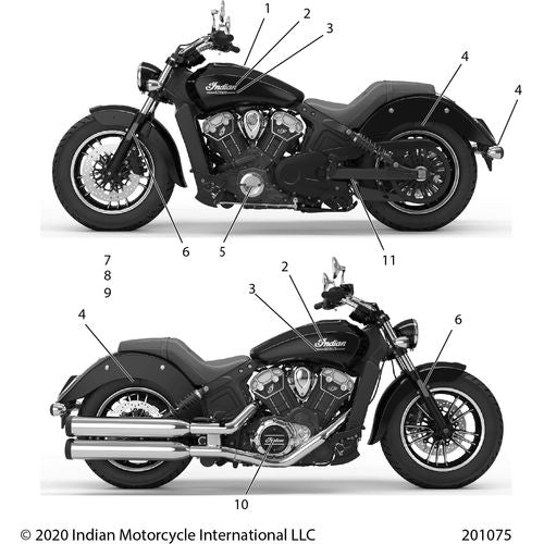 Body, Emblems/Decals All Options - 2021 Indian Scout 1200 Schematic-22661 OEM Schematic
