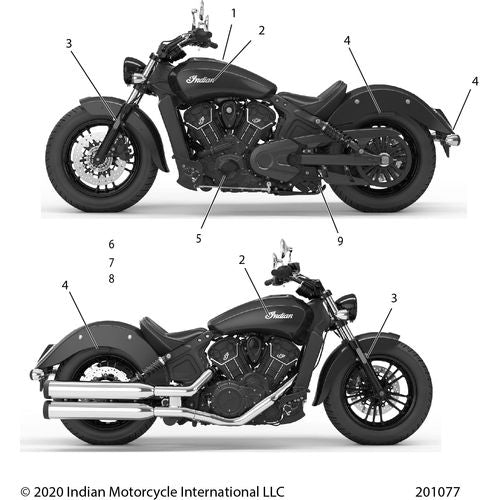 Body, Emblems/Decals All Options - 2021 Indian Scout Sixty Schematic-22482 OEM Schematic