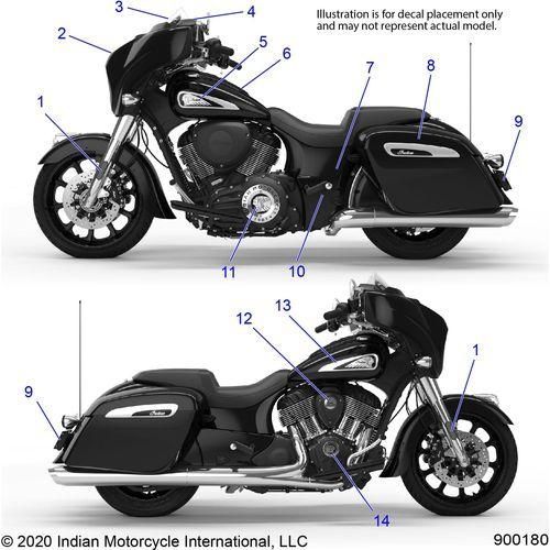 Body, Emblems/Decals All Options - 2022 Indian Chieftain Standard 111 Schematic-21366 OEM Schematic