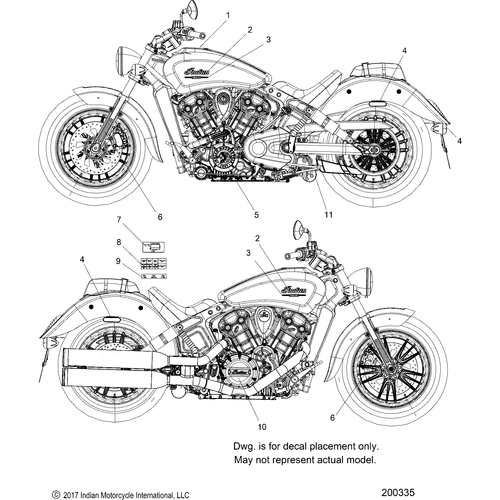 Body, Emblems/Decals N18msa00/Msb00 All Options - 2018 Indian Scout 1200 Schematic-26400 OEM Schematic