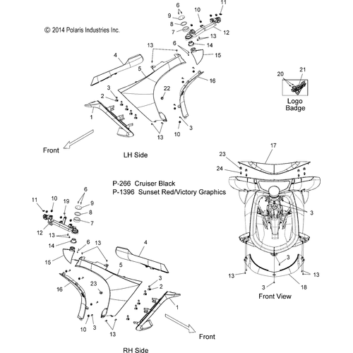Body, Fairing - 2015 Victory Vision All Options - V15Sw36 Schematic 1820 OEM Schematic