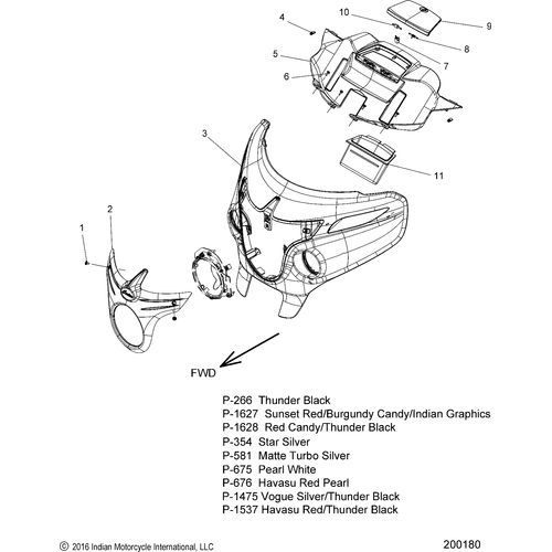 Body, Fairing Asm 1 All Options - 2017 Indian Chieftain Limited/Elite Schematic-27366 OEM Schematic