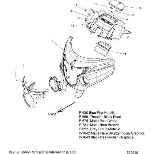 Body, Fairing Asm 1 All Options - 2018 Indian Chieftain/Chieftain Limited Schematic-26599 OEM Schematic
