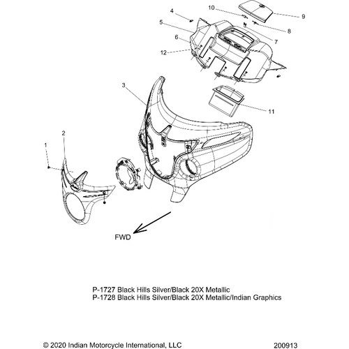 Body, Fairing Asm 1 All Options - 2018 Indian Chieftain Elite Schematic-26691 OEM Schematic