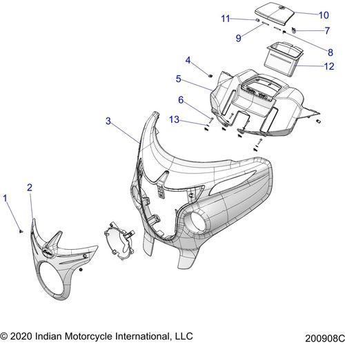 Body, Fairing Asm 1 All Options - 2020 Indian Chieftain Classic Schematic-24968 OEM Schematic