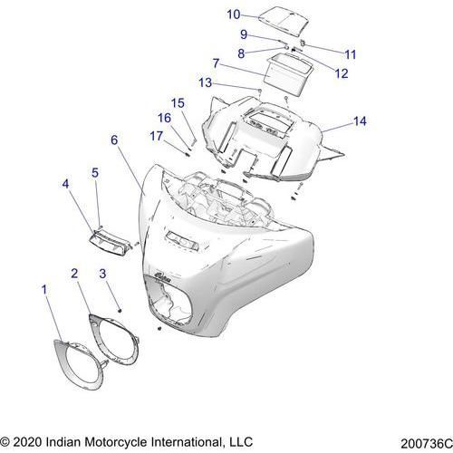 Body, Fairing Asm 1 All Options - 2020 Indian Chieftain Standard Titanium Smoke Schematic-24592 OEM Schematic