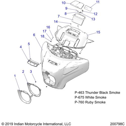 Body, Fairing Asm 1 All Options - 2020 Indian Roadmaster Dark Horse Schematic-24345 OEM Schematic