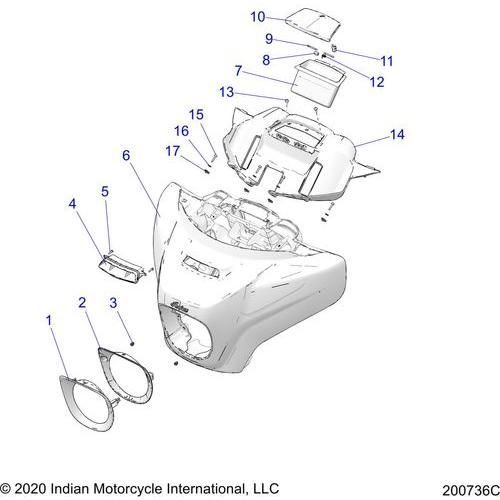 Body, Fairing Asm 1 All Options - 2021 Indian Chieftain Standard 116 Schematic-22962 OEM Schematic