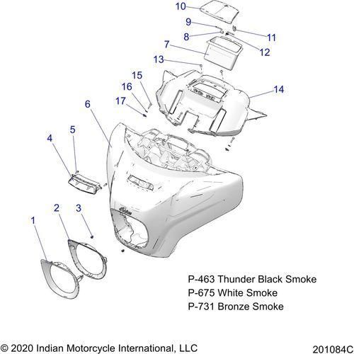 Body, Fairing Asm 1 All Options - 2021 Indian Roadmaster Dark Horse Schematic-22801 OEM Schematic