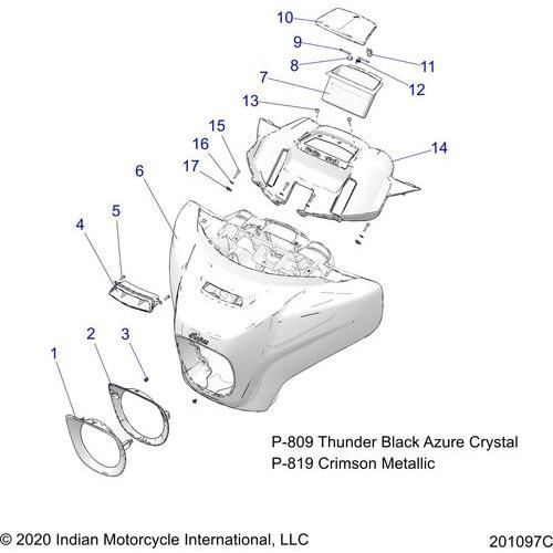 Body, Fairing Asm 1 All Options - 2021 Indian Roadmaster Limited Schematic-22719 OEM Schematic