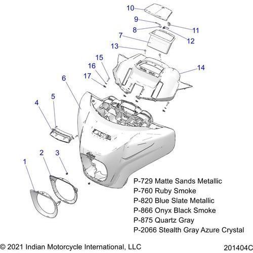 Body, Fairing Asm 1 All Options - 2022 Indian Chieftain Dark Horse Schematic-21579 OEM Schematic