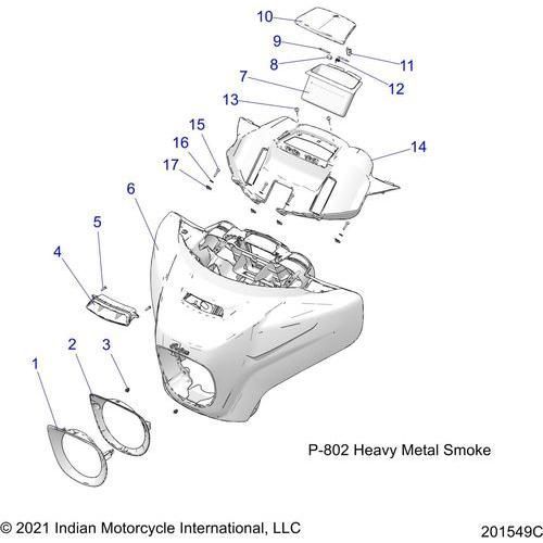 Body, Fairing Asm 1 All Options - 2022 Indian Chieftain Elite Schematic-21516 OEM Schematic