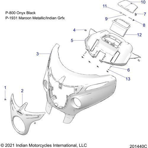 Body, Fairing Asm 1 All Options - 2022 Indian Roadmaster Schematic-20885 OEM Schematic