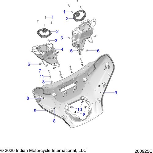 Body, Fairing Asm 2 All Options - 2021 Indian Chieftain Standard 111 Schematic-23037 OEM Schematic