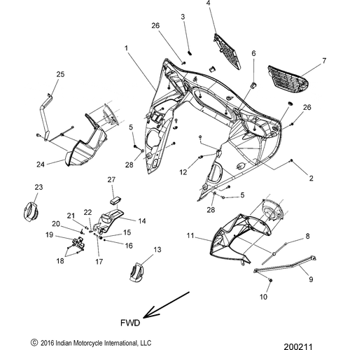 Body, Fairing Asm 3 All Options - 2017 Indian Chieftain Dark Horse Schematic-27452 OEM Schematic