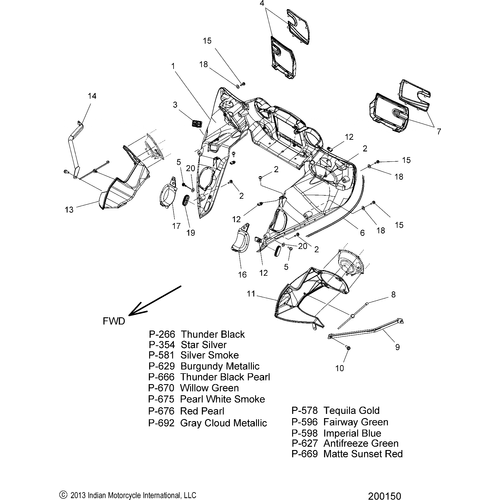 Body, Fairing Asm 3 All Options - 2017 Indian Chieftain/Roadmaster Schematic-27290 OEM Schematic