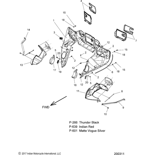Body, Fairing Asm 3 All Options - 2018 Indian Chieftain Classic Schematic-26830 OEM Schematic