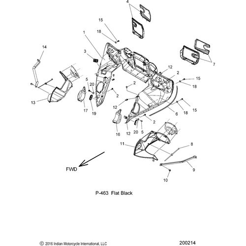 Body, Fairing Asm 3 All Options - 2018 Indian Chieftain Dark Horse Schematic-26755 OEM Schematic