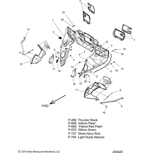 Body, Fairing Asm 3 All Options - 2019 Indian Chieftain Classic Schematic-25942 OEM Schematic