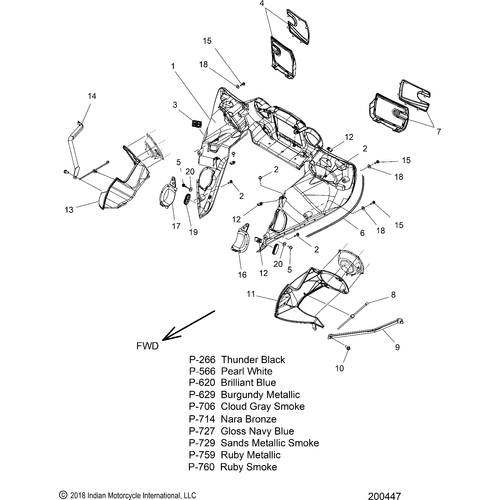 Body, Fairing Asm 3 All Options - 2019 Indian Roadmaster/Elite Schematic-25605 OEM Schematic