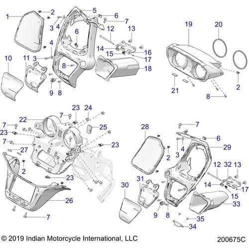 Body, Fairing Asm 3 All Options - 2020 Indian Challenger Base/Limited Schematic-25228 OEM Schematic
