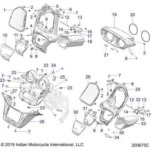 Body, Fairing Asm 3 All Options - 2020 Indian Challenger Dark Horse Schematic-25158 OEM Schematic