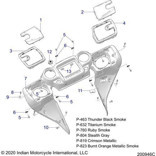 Body, Fairing Asm 4 All Options - 2021 Indian Chieftain Dark Horse Schematic-23259 OEM Schematic