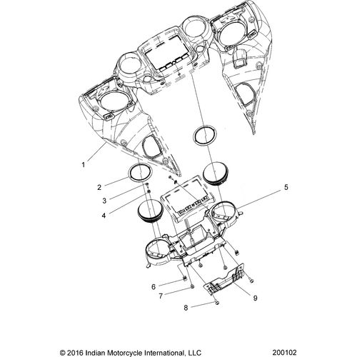 Body, Fairing Asm, Instrument Panel Mntg. All Options - 2019 Indian Roadmaster/Elite Schematic-25621 OEM Schematic