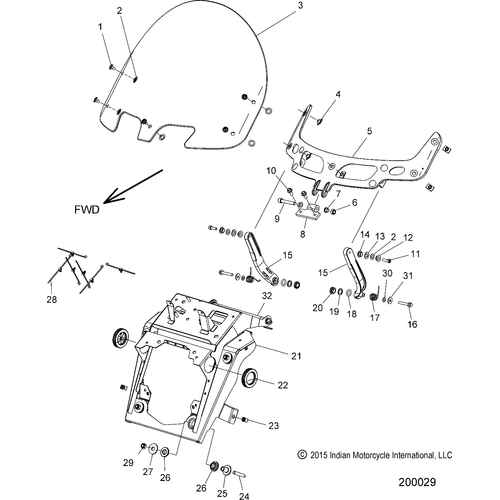 Body, Fairing Asm, Windshield Mount All Options - 2016 Indian Chieftain/Chieftain Dark Horse/Roadmaster Schematic-27827 OEM Schematic