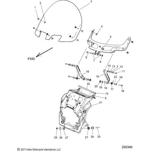 Body, Fairing Asm, Windshield Mount All Options - 2018 Indian Roadmaster Classic Schematic-26521 OEM Schematic