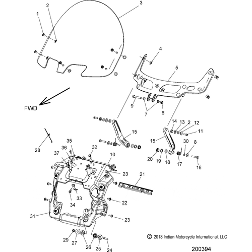 Body, Fairing Asm, Windshield Mount All Options - 2019 Indian Chieftain/Chieftain Limited Schematic-25780 OEM Schematic