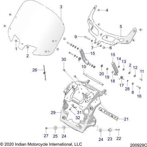 Body, Fairing Asm, Windshield Mount All Options - 2020 Indian Roadmaster Dark Horse Schematic-24347 OEM Schematic