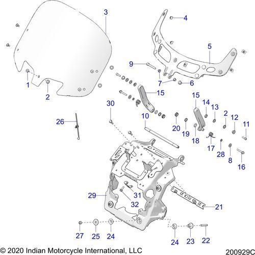 Body, Fairing Asm, Windshield Mount All Options - 2020 Indian Roadmaster Premium Schematic-24181 OEM Schematic