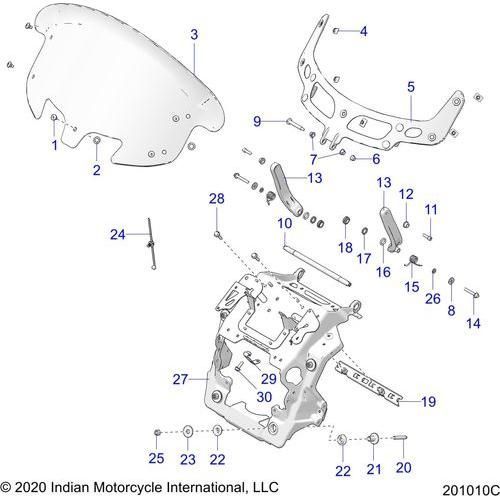 Body, Fairing Asm, Windshield Mount All Options - 2022 Indian Chieftain Elite Schematic-21503 OEM Schematic